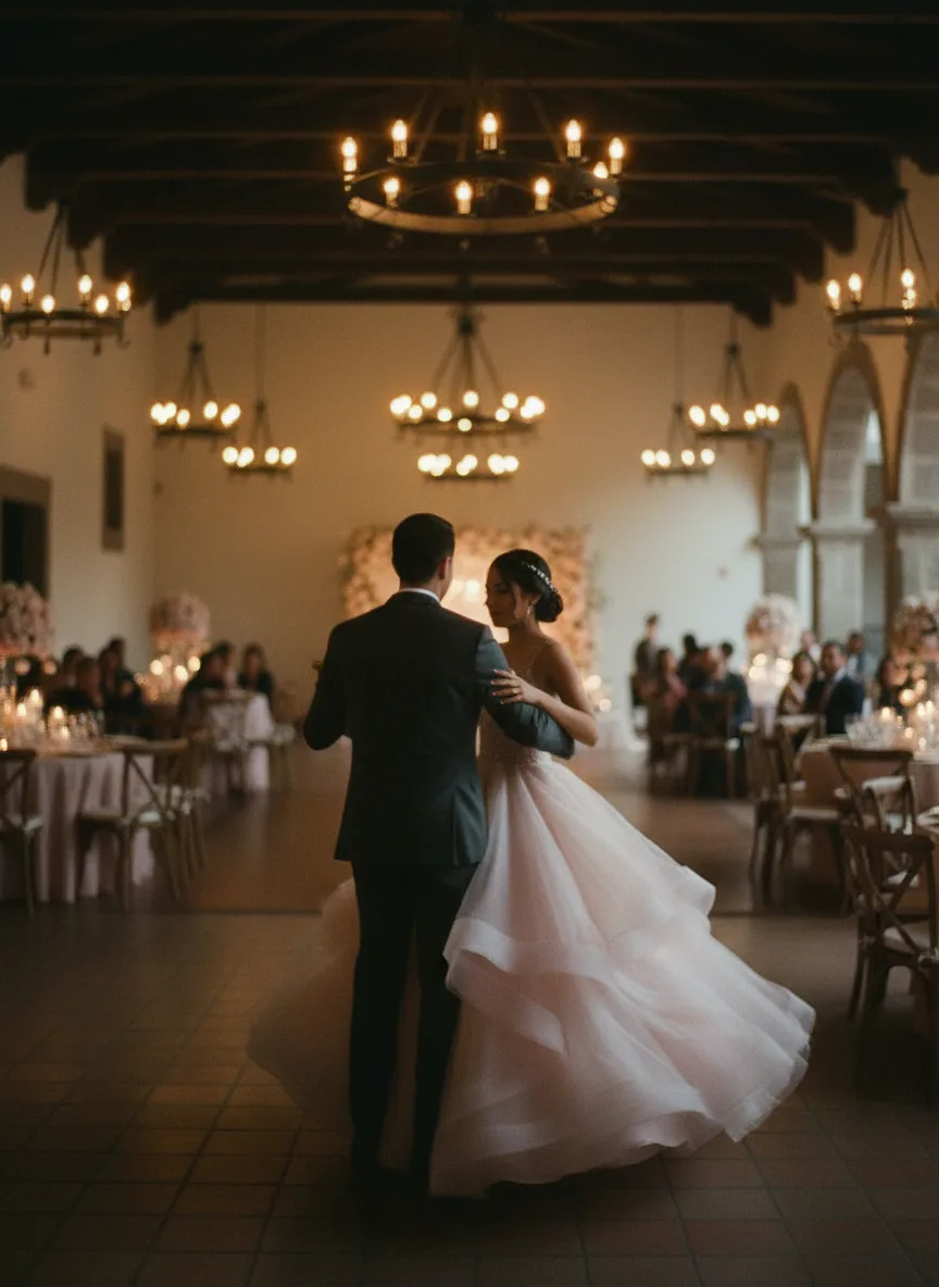 Quinceañera bailando el vals con su papá